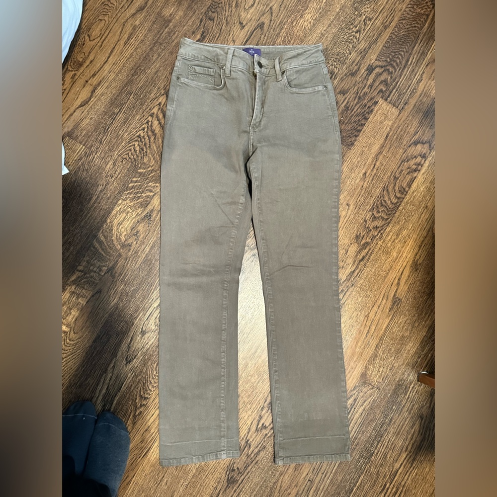 NYDJ Taupe Straight-Leg Pants